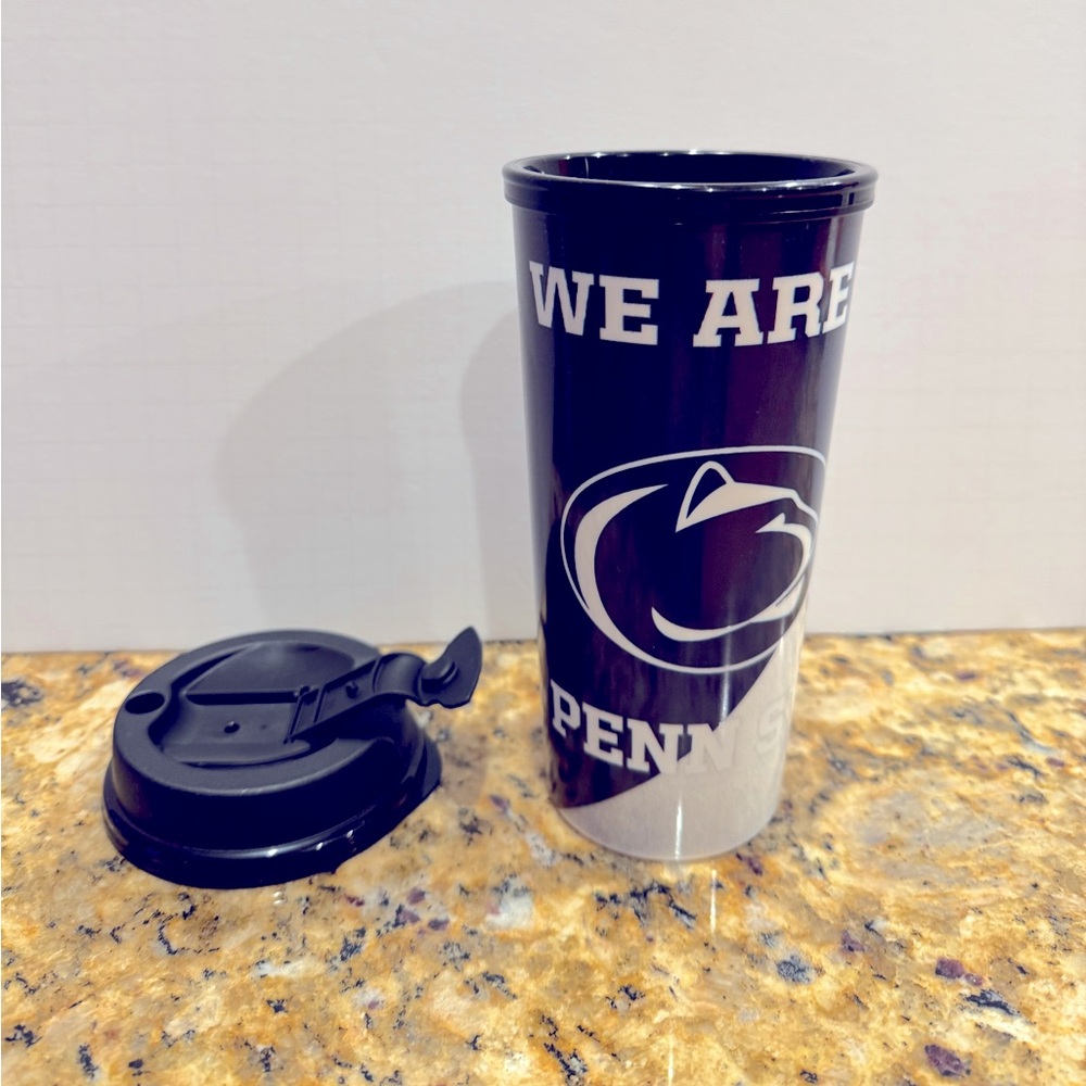 Penn State Travel Mug Fun Cup : Blue & White: We Are!